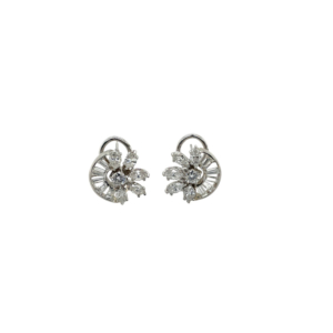 Platinum Diamond Cluster Earring