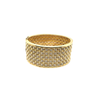 18K Yellow and White Gold Mesh Bangle Bracelet