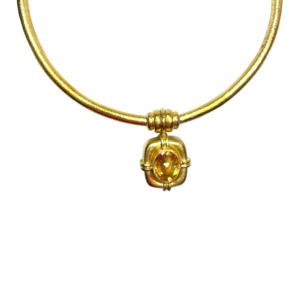 18K Yellow Gold Citrine Choker Necklace
