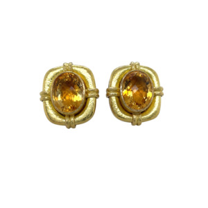 18K Yellow Gold Citrine Earring