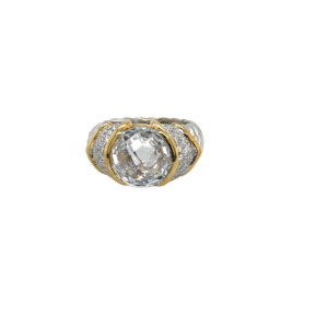 18K White Gold Crystal and Diamond Ring