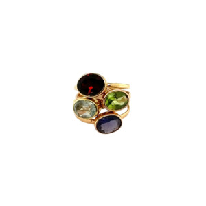 Four 14K Yellow Gold Multi-Color Rings