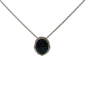 14K White Gold Sapphire and Diamond Pendant