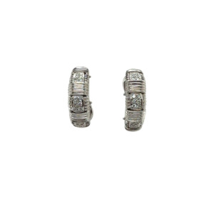 Roberto Coin 18K White Gold Diamond Hoop Earring