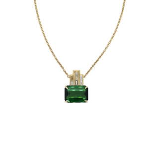 18K Yellow Gold Tourmaline and Diamond Pendant