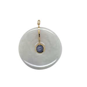14K Yellow Gold Jade and Star Sapphire Pendant