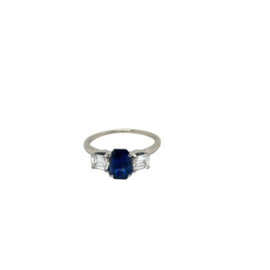 14K White Gold Sapphire and Diamond Ring