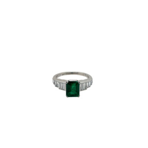 Platinum Emerald and Diamond Ring