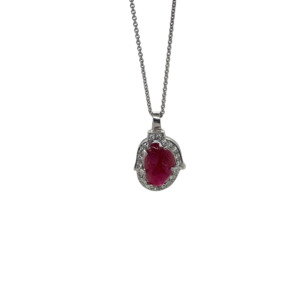 Platinum Ruby and Diamond Pendant