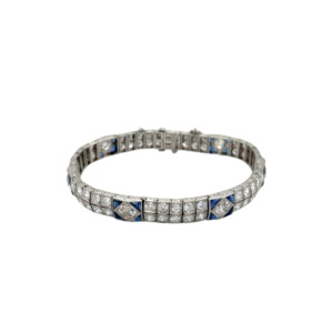 Art Deco Platinum Diamond and Sapphire Bracelet