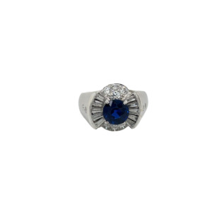 Platinum Sapphire and Diamond Ring