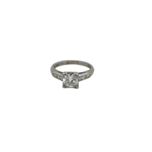 Retro Platinum Diamond Engagement Ring