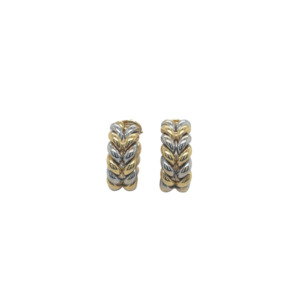 18K Yellow and White Gold Hoop Earrings