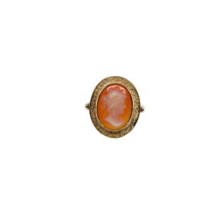 14K Yellow Gold Carnelian Cameo Ring