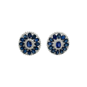 18K White Gold Sapphire and Diamond Earring