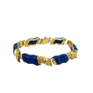 14K Yellow Gold Lapis Bamboo Bracelet