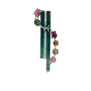 14K White Gold Tourmaline and Diamond Pendant