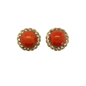 14K Yellow Gold Coral Earring
