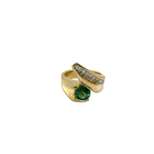 18K Yellow Gold Tourmaline and Diamond Ring
