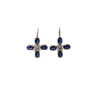 14K Yellow Gold Diamond and Sapphire Earring