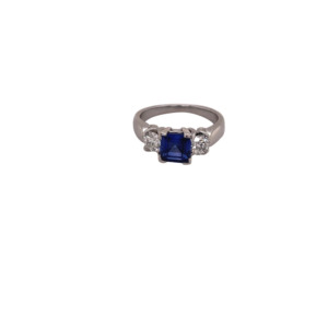 Platinum Sapphire and Diamond Ring