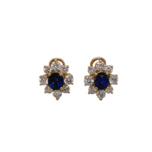 18K Yellow Gold Sapphire and Diamond Earring