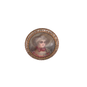 Antique 14K Yellow Gold Miniature Diamond Brooch