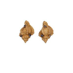 18K Yellow Gold Sapphire Earring