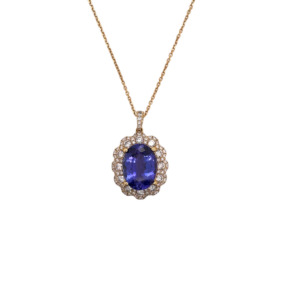 18k Yellow Gold Tanzanite and Diamond Pendant