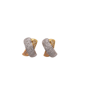 18K White and Yellow Gold Diamond Earring