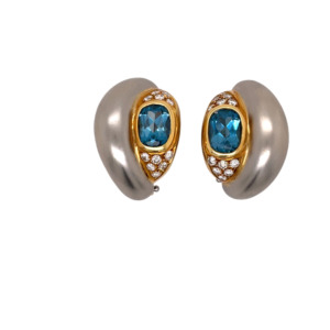H Stern 18K Yellow and White Gold Blue Topaz and Diamond Earring