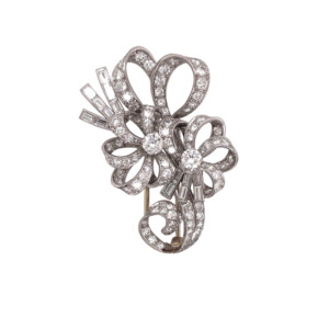 French Platinum Diamond Brooch