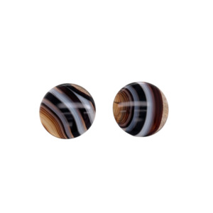 14K Yellow Gold Banded Agate Earring