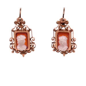 Victorian 14k Rose Gold Cameo Earring