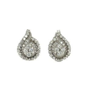 14K White Gold Diamond Earring