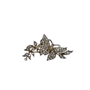 Georgian Silver over Gold Diamond Brooch