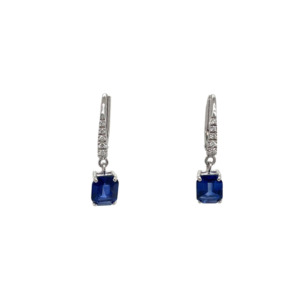 14K White Gold Sapphire and Diamond Earring
