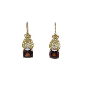 Vintage 14K Yellow Gold Zircon and Diamond Earring