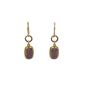 18K Yellow Gold Chalcedony and Diamond Earring