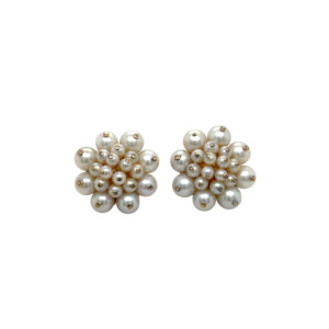 French 18K Yellow Gold Pearl Cluster Earring