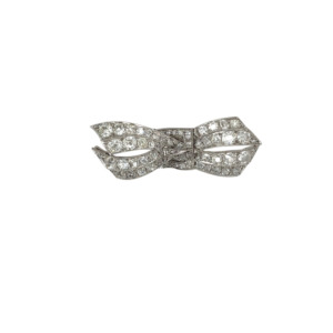 Edwardian Platinum Diamond Bow Brooch