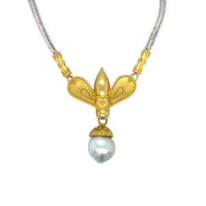 Maija Neimanis 22k Yellow Gold Pearl Bee Pendant