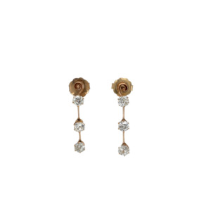 Victorian 14K Yellow Gold Diamond Earrings
