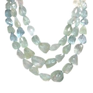 Mish 18k White Gold Aquamarine Bead Necklace