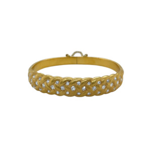 Antique 18K Yellow Gold Diamond Bangle Bracelet