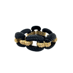 14K Yellow Gold Onyx Bracelet