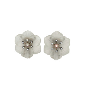 Art Deco 14K White Gold Crystal, Diamond and Pearl Brooches