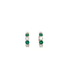 14K Yellow Gold Diamond and Emerald Earring