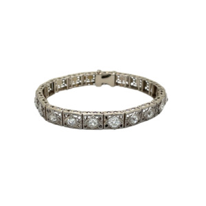 Art Deco 14K White Gold Diamond Bracelet