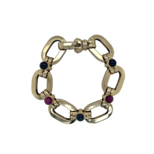 14K Yellow Gold Sapphire and Ruby Bracelet